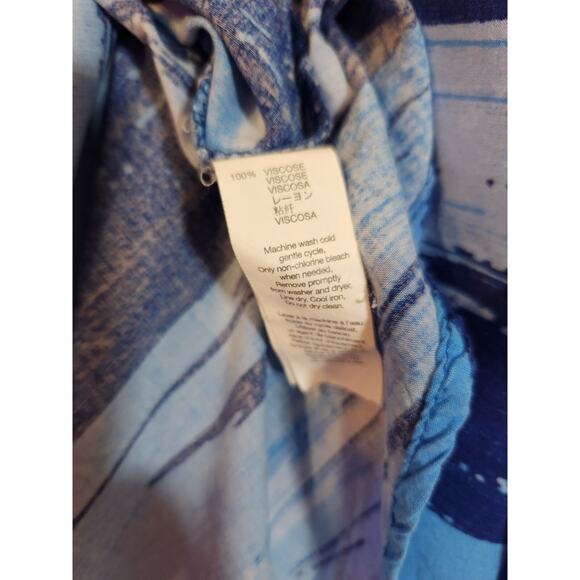 GAP Blue Navy White Brush Stroke Striped Shift Sleeveless V-neck‎ Dress $90 XL - Picture 6 of 9